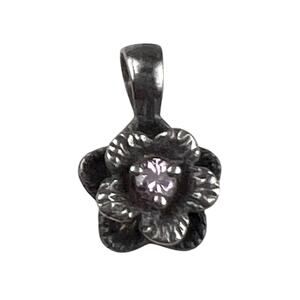 Sophia Fiori Sterling Silver Small Pendant CZ Flower Pink CZ Center